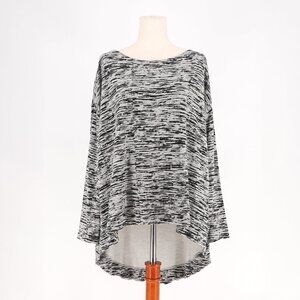 BRYN WALKER Evan High-Low Tunic Top Oversized Gray Black French Terry Size M